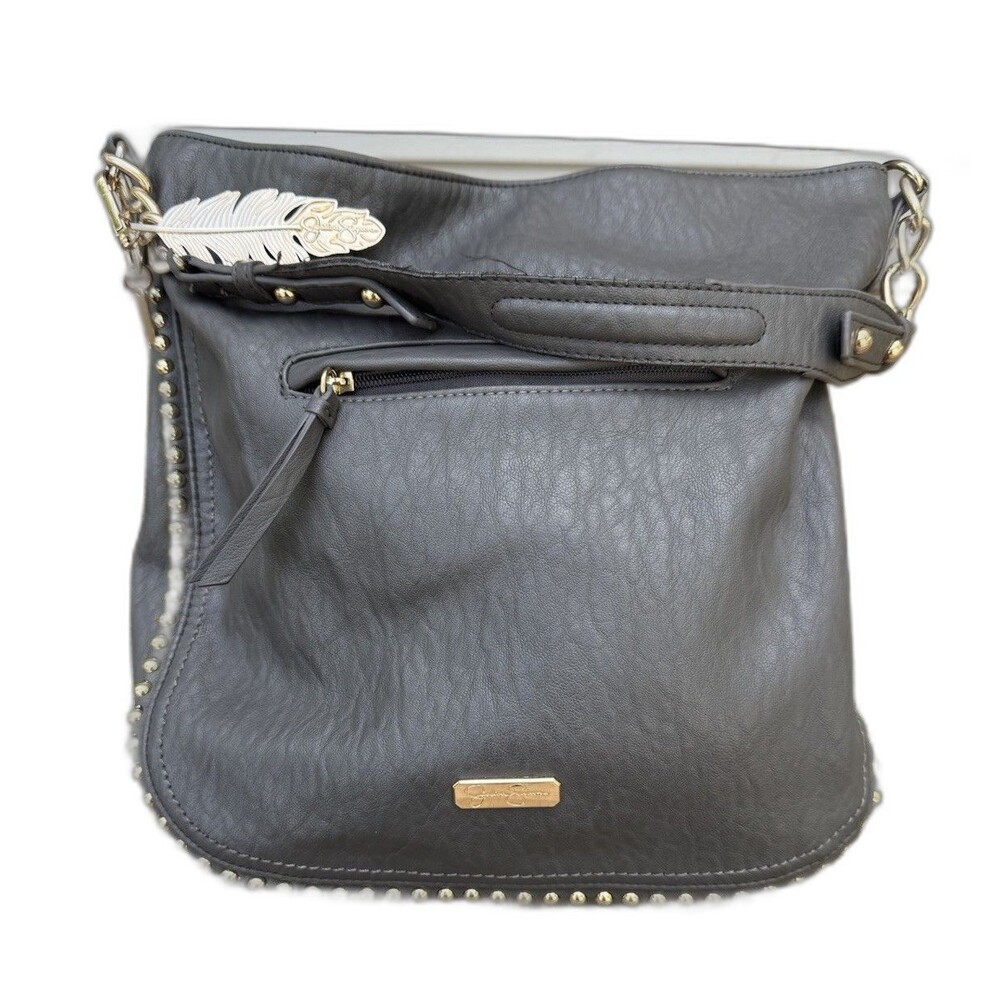 Jessica Simpson Camille Studded Hobo Bag Charcoal Gray $108 MSRP Soft